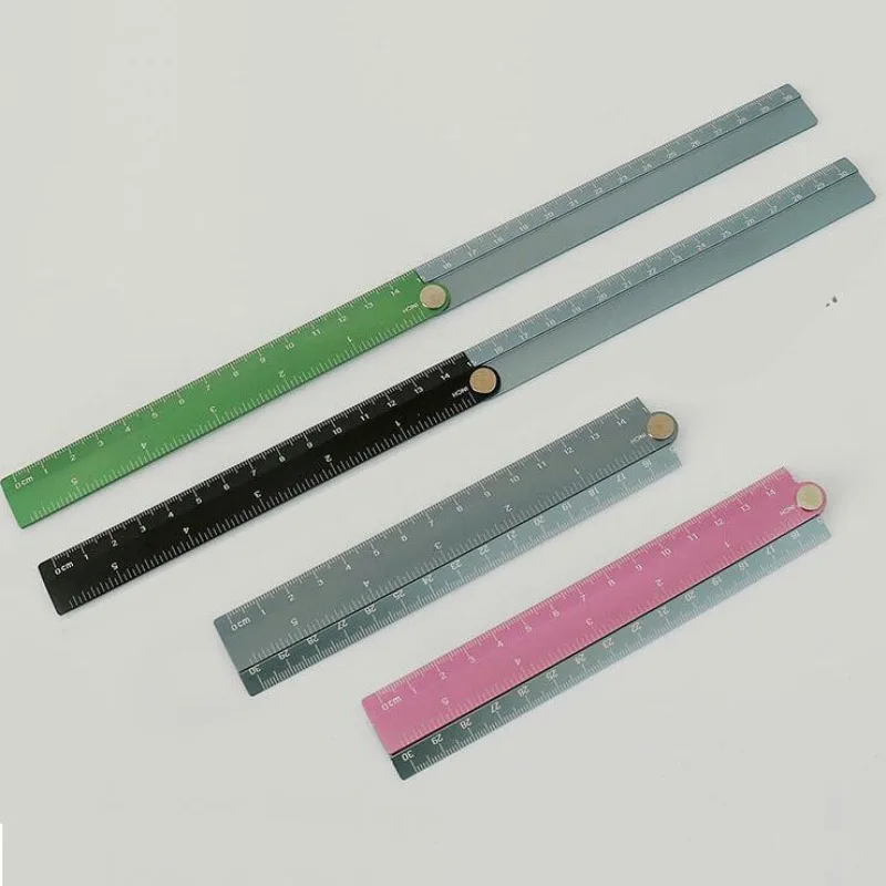 Folding Aluminum Straight Ruler Centimeter Scale Metric Ruler Precision Measuring Tool Drafting Ruler Stationery School Supplies