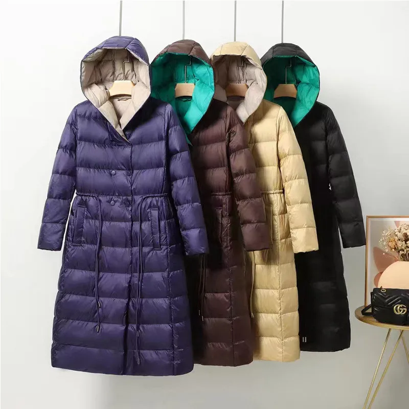 Parkas gruesas blancas para mujer, abrigo de plumón de chaqueta de plumón de pato, informal, holgado, cálido, para otoño e invierno, 2022