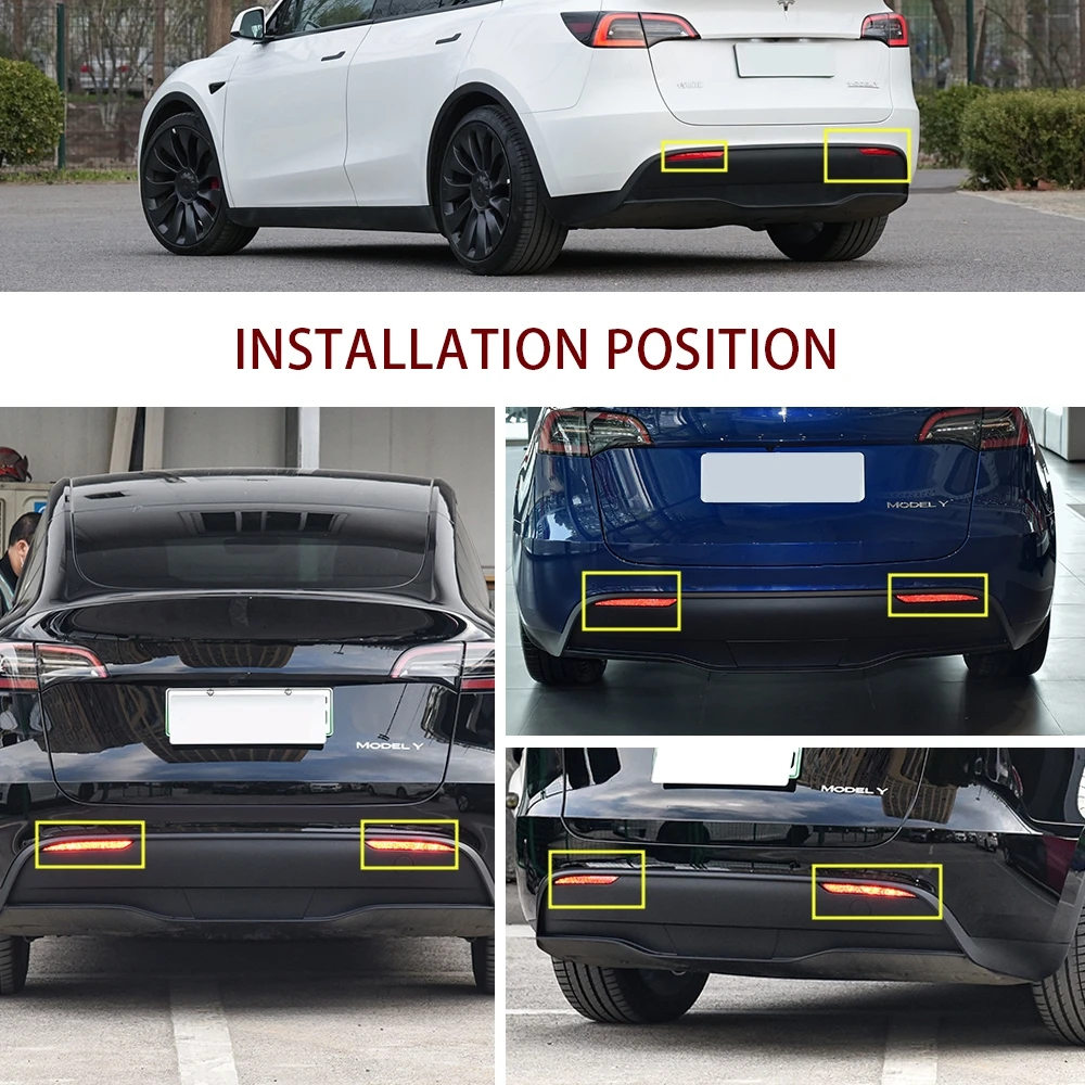 2 szt. Do Tesla Model Y lewego prawego reflektor tylnego zderzaka tylny czerwony pasek światła odblaskowe 1495817-00-C 1495818-00-C reflektor