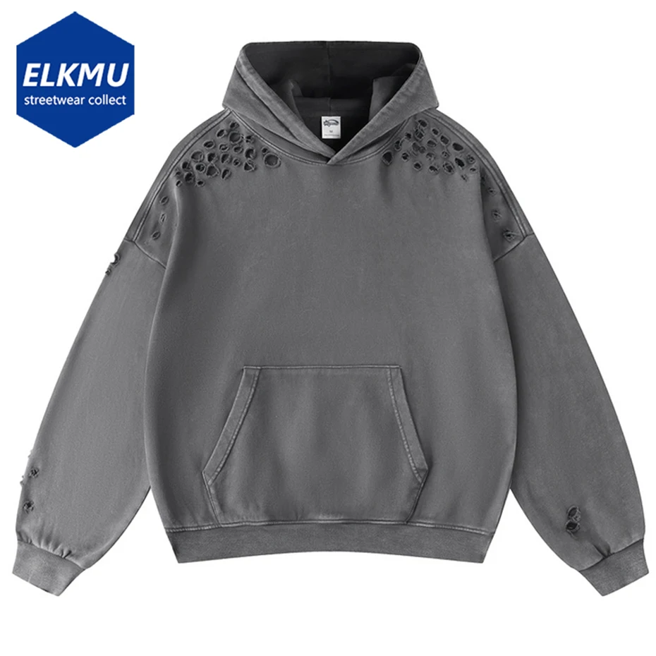 

Vintage Ripped Hoodies Men's Streetwear Harajuku Hip Hop Oversized Hoodies Casual Loose Pullover Sweatshirts