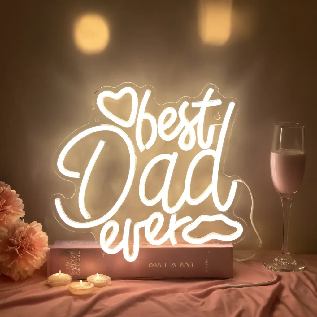 أفضل علامة نيون للأب على الإطلاق، هدايا عيد الأب، ضوء نيون LED لحفلات أعياد الميلاد وأضواء تزيين غرفة المنزل