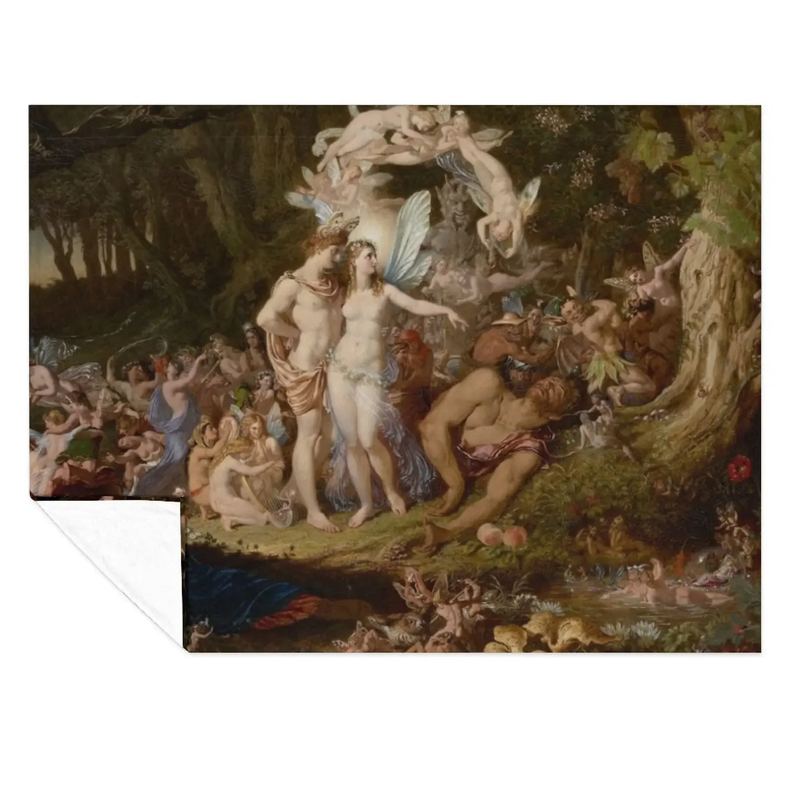 

The Reconciliation of Oberon and Titania - Joseph Noel Paton Throw Blanket Plaid on the sofa Designers for babies Furry Blankets