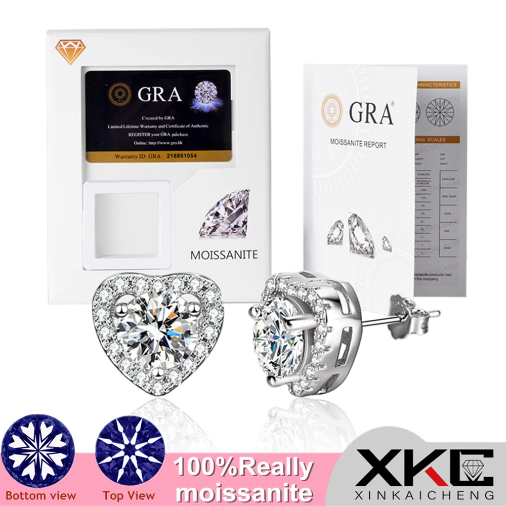 Gra Mozambican stone one carat earring romantic love shape lady fashion temperament jewelry