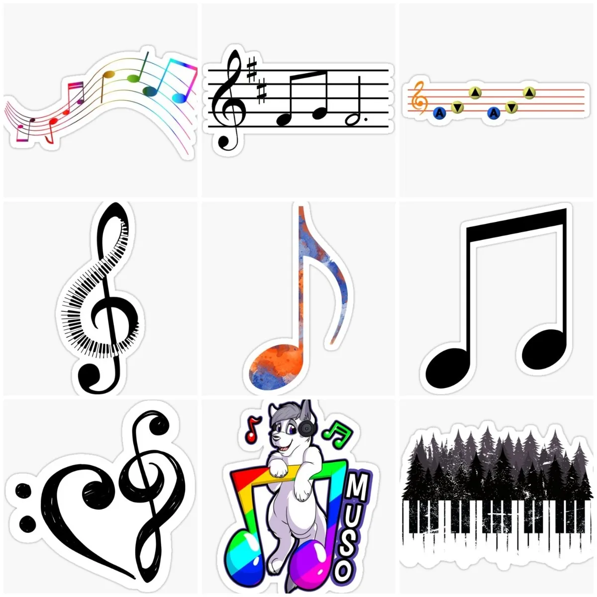 Musical Note Creative Colour Sticker Laptop Bumper Truck Motorcycle Car Glass Helmet Bicycle Van Wall Room Window Glass Decal