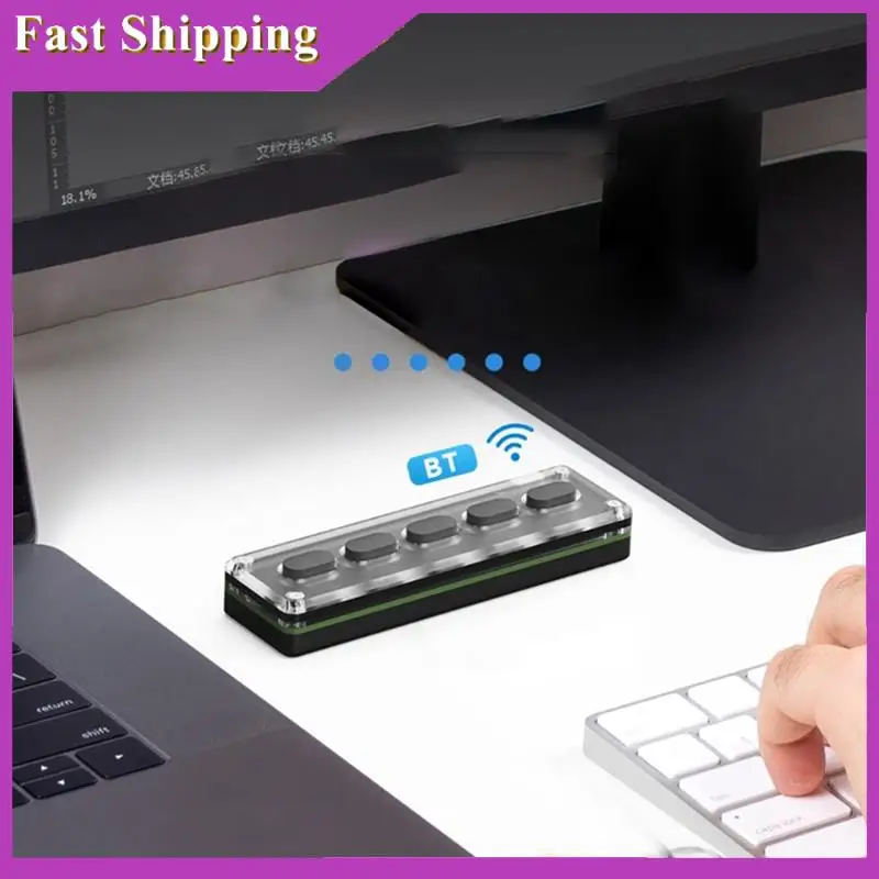 ABRI-Customizable 5-Key RGB Mechanical Keyboard With Bluetooth, Programmable For Gaming And Copy Pasting