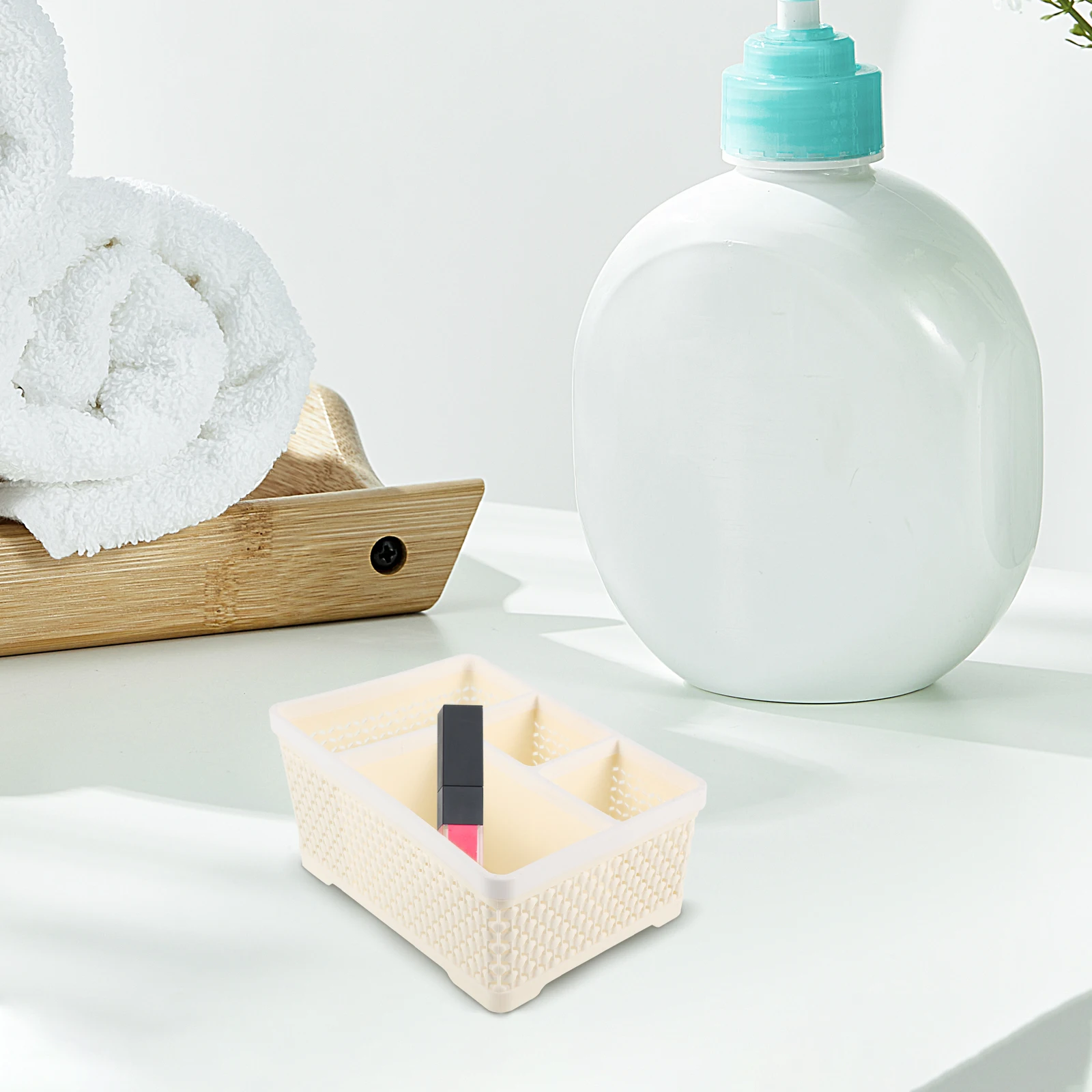 

Storage Box 4 Compartments Makeup Organizer Skincare Counter Plastic Divided Boxes bedside organizer nightstand