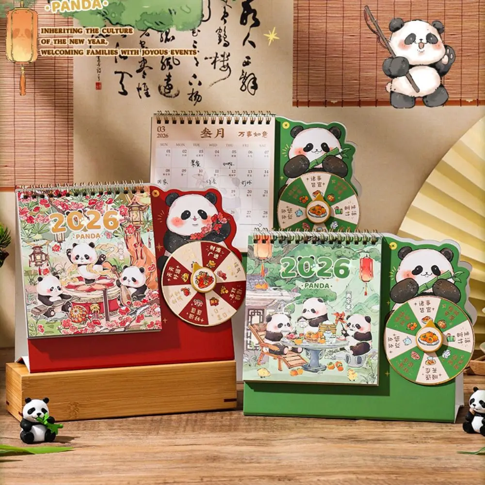 Panda Desktop Paper Calendar Multi-function Yearly Planner Scheduler Chinese Style Notebook Agenda Organizer