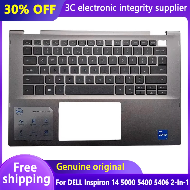 Nuevo para DELL Inspiron 14 5000 5400 5406 2 en 1 portátil teclado EE. UU./latino con retroiluminación cubierta superior con reposamanos cubierta superior gris 0X46H3