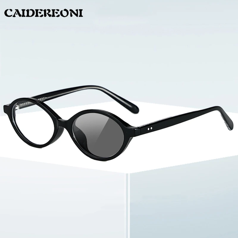 CAIDERONI Small Frame Oval Anti-blue Light Myopia Retro Reading Glasses Women Photochromic Customizable Myopia Prescription 8613