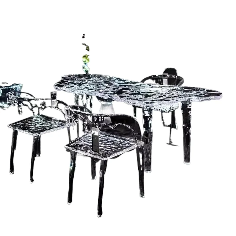 

Glacier Butterfly Tea Table Transparent Crystal Tea Table High-end Hotel Restaurant Art Desk Negotiation Room Meeting Room