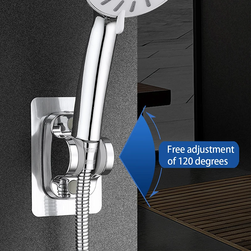 1pcs Bathroom Shower Holder, Punch-Free Shower Base, Fixed Seat, Adjustable Showerhead Bracket, Wall Hardware Accessories, Hanging Shower Bracket, Shower Organizer, Shower Bracket image 3