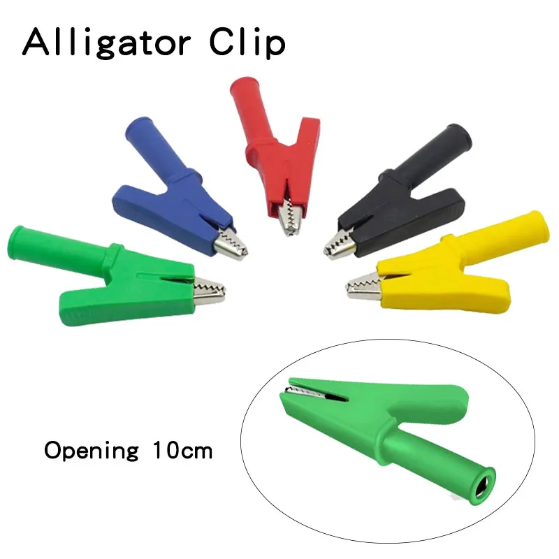

PVC Insulated Test Crocodile Clip Clamp Socket Plug Handle Test Cable Probe 4mm Banana Plug Electric Battery Welding5pcs 30A