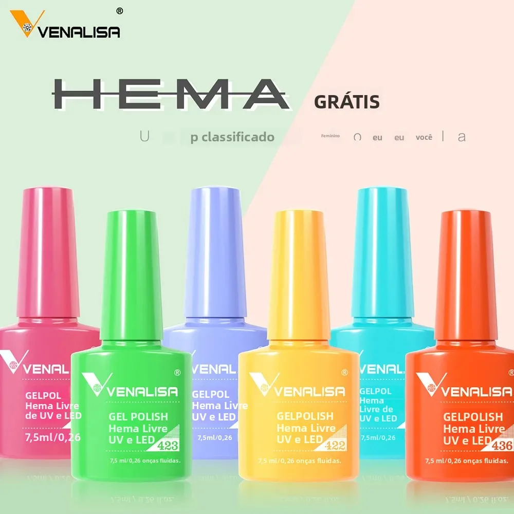 Venalisa unha gel polonês 7.5ml hema livre embeber fora uv led gel verniz cobertura completa super textura lindo manicure do prego