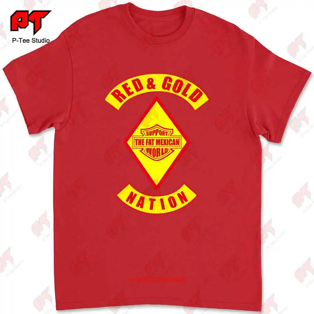 Red Gold Nation Bandidos Support Fat M The T Shirt H68Y