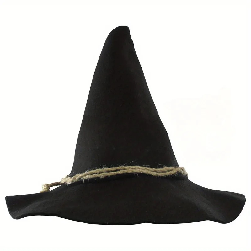Sombrero de bruja negro de terciopelo de doble cara de alta calidad, sombrero alto puntiagudo para mujer, sombrero de mago, sombrero decorativo para actuación de fiesta