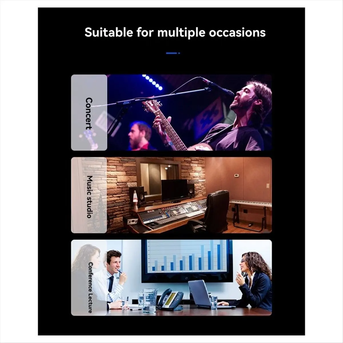 DT77 Rechargeable Dynamic Mic Wireless System UHF DSP Transmitter Receiver Mic/Line Two Modes for Mixers Recorders Speakers