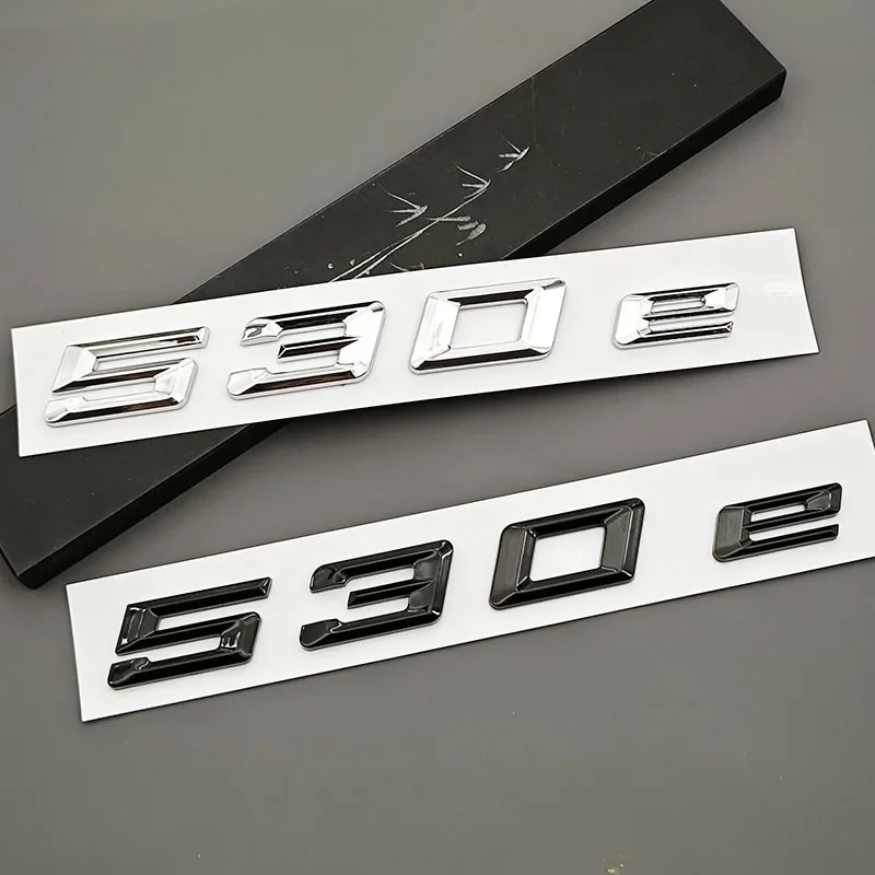 

3D ABS Chrome Black Car Letters Logo 530e Rear Trunk Badge Emblem Sticker For 530e G60 G61 G30 G31 Auto Tail Accessories