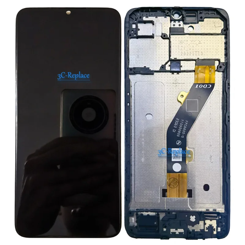 أسود 6.6 بوصة لـ Tecno Pop 7 Pop7 BF6 BF7 شاشة LCD تعمل باللمس محول الأرقام الجمعية استبدال/مع الإطار