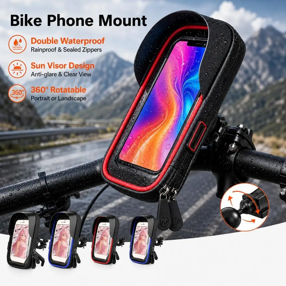Bicycle Motorcycle GPS Navigation Holder Waterproof Multi-function Mobile Phone Bracket Card Pack Bike Motorcycle Accessories