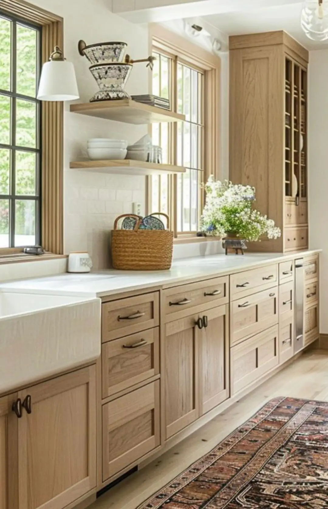 Solid Wood Cabinet Oak Birch Wood Storage Furniture for Kitchen Bathroom Living Room