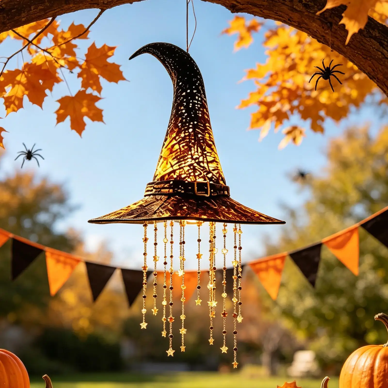 Glowing Witch Hat Hanging Wind Chime Light Up Halloween Hanging Decor Versatile Indoor & Outdoor Ornament Festival Party Gifts