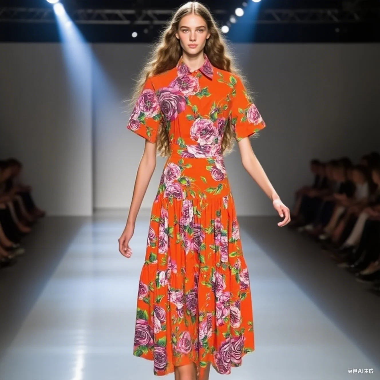 

Spring New Style Vintage Designer Women Suit Turn-Down Collar Single-Breasted Tops+Big Swing Skirt Cotton 2-piece Set