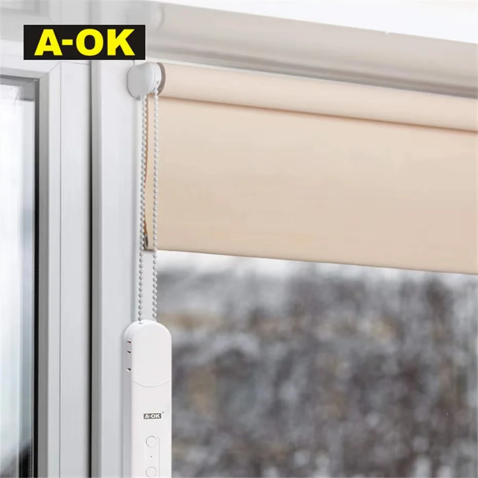 Imagem -02 - A-ok Am43 Bead Chain Pull-rope Blind Motortuya Zigbee Smart App Controle de Voz Via Alexa Google Atualize a Cortina Manual Facilmente