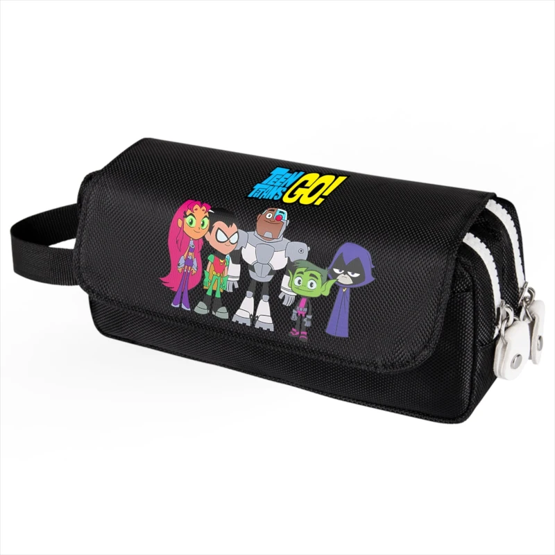 Teen Titans Go Pencil Case Multi Layer Large Capacity Stationery Box School Supplies Stationery Storage Bag Kids Pencil Case