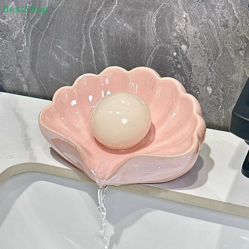 ♥♥♥Shell Soap Box,Bathroom Soap Drainage Box,Luxury Soap Holder Bathroom Accessories
