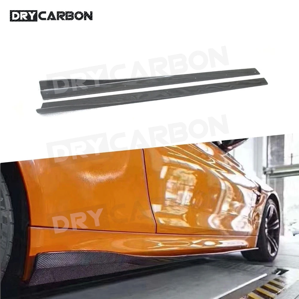 

Dry Carbon Fiber Side Skirts Door Bumper Lip Aprons for BMW F80 M3 F82 F83 M4 2012-2017 Car Styling Body Kits