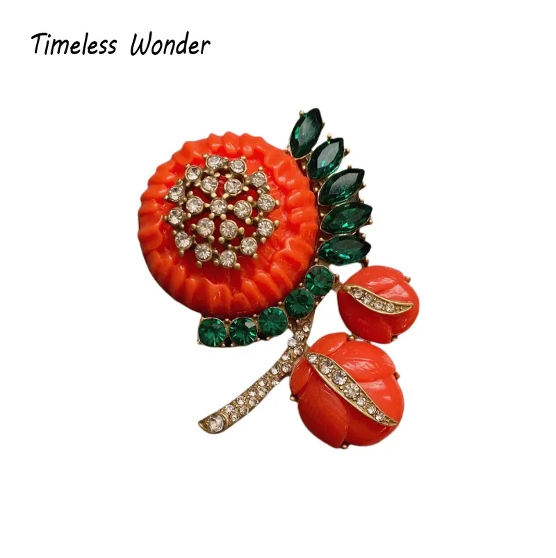 Timeless Wonder Fancy Zircon Resin Floral Brooch Pins for Women Designer Jewelry Runway Top Luxury Cute Rare Sweet Mix 7523