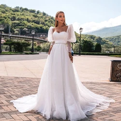 Luxury Sweetheart Wedding Dresses with Crystal 2024 Full Sleeve Empire Bridal Gowns for Women New Soft Tulle Vestidos De Novia