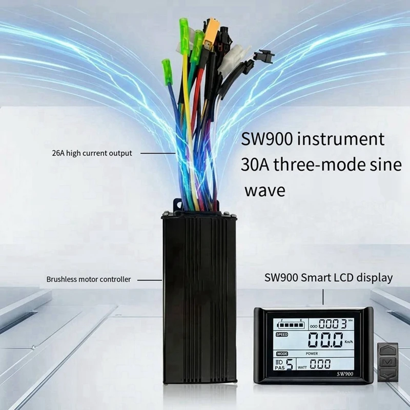 Super Sale 30A Three Mode Brushless Controller 24V36V48V Sine Wave Controller with SW900 Display for E-Bike Conversion Kit