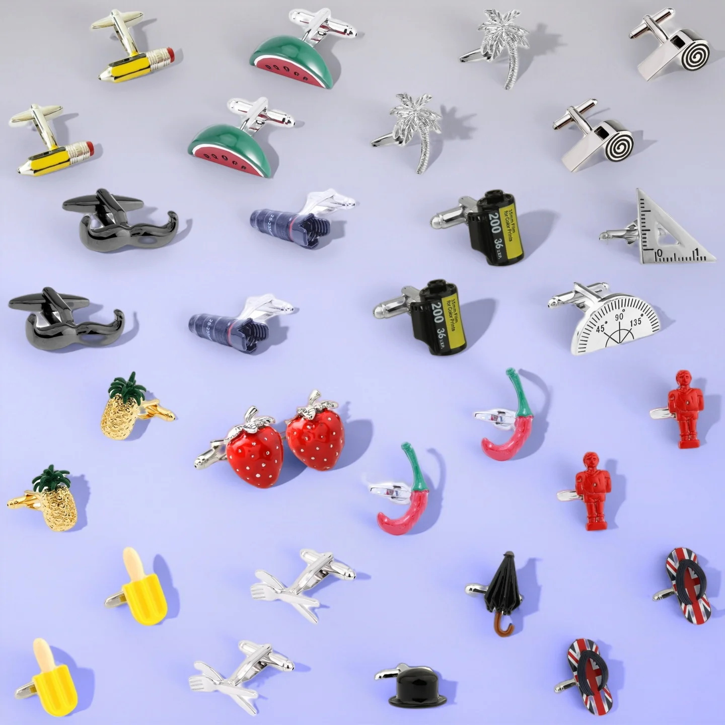 28 Designs Pepper Watermelon Pineapple Cufflinks Men Pencil Camera Ice Cream Cuff Links (2 Pairs / Lot)