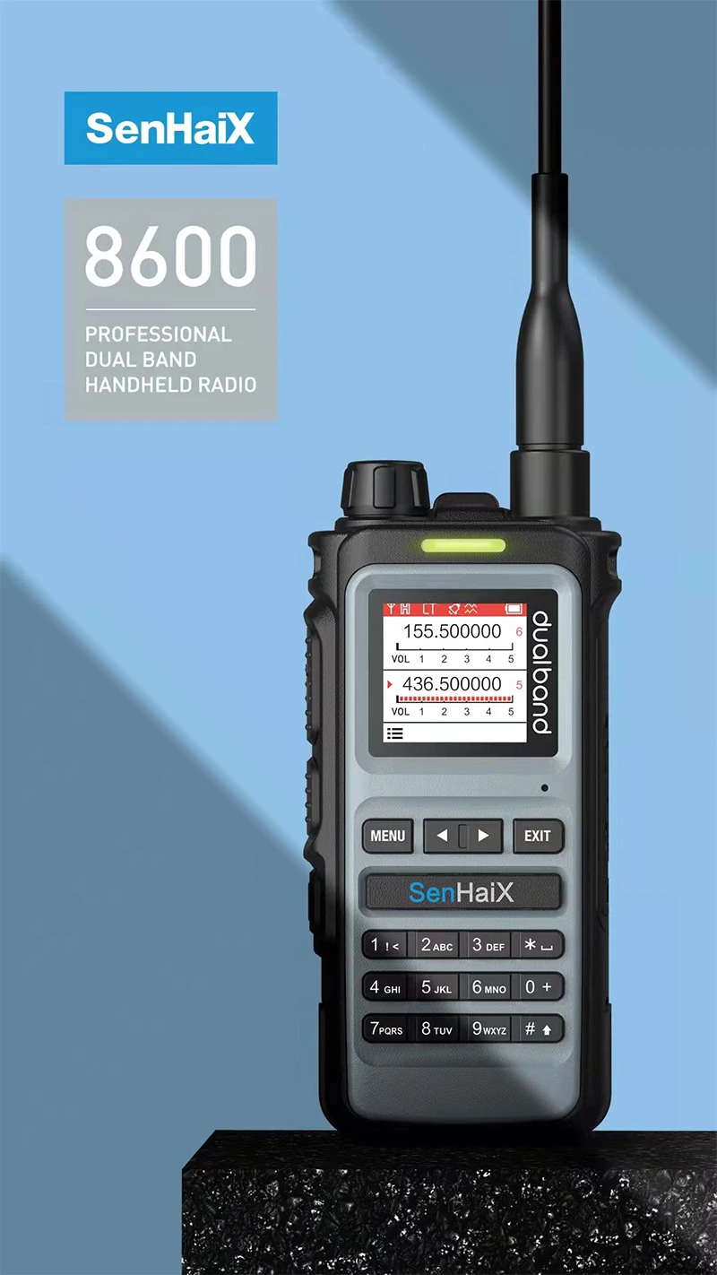 

8600 Walkie-talkie Dual-band PTT Portable Outdoor Civil Handset One-click Frequency Type-C Charging Two way Radio
