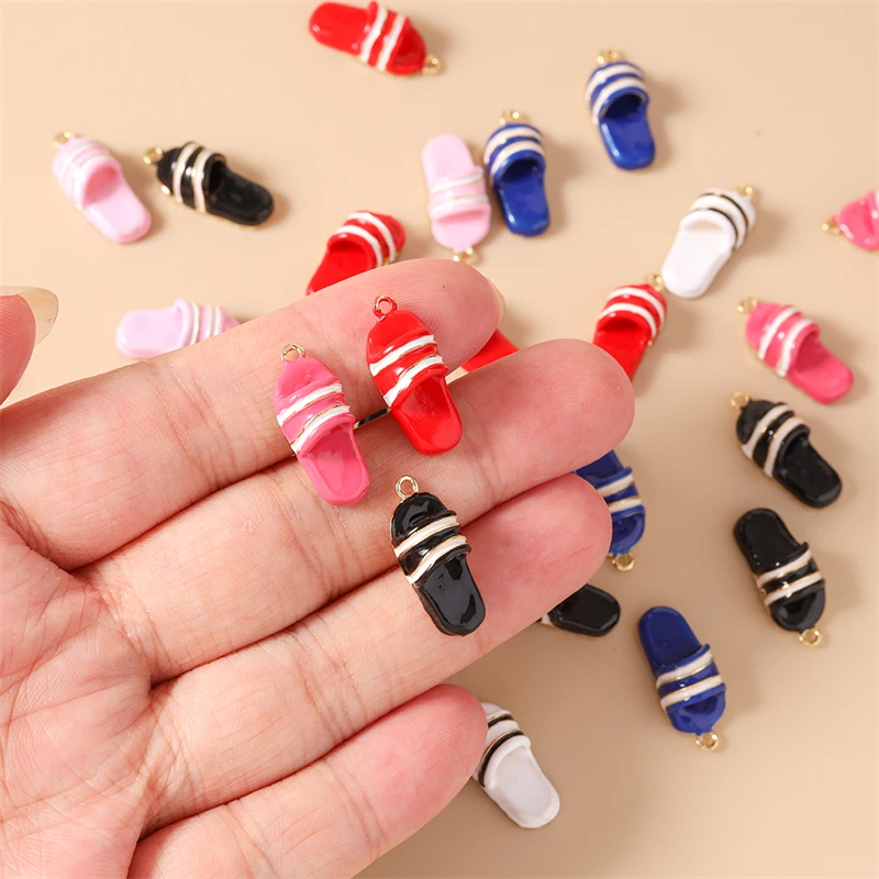 5 Stück 9x20mm Niedliche Bunte Simulations-Slipper-Anhänger für Schmuckherstellung, Halsketten, Ohrringe, Armbänder, DIY-Bastelzubehör – Detail 3
