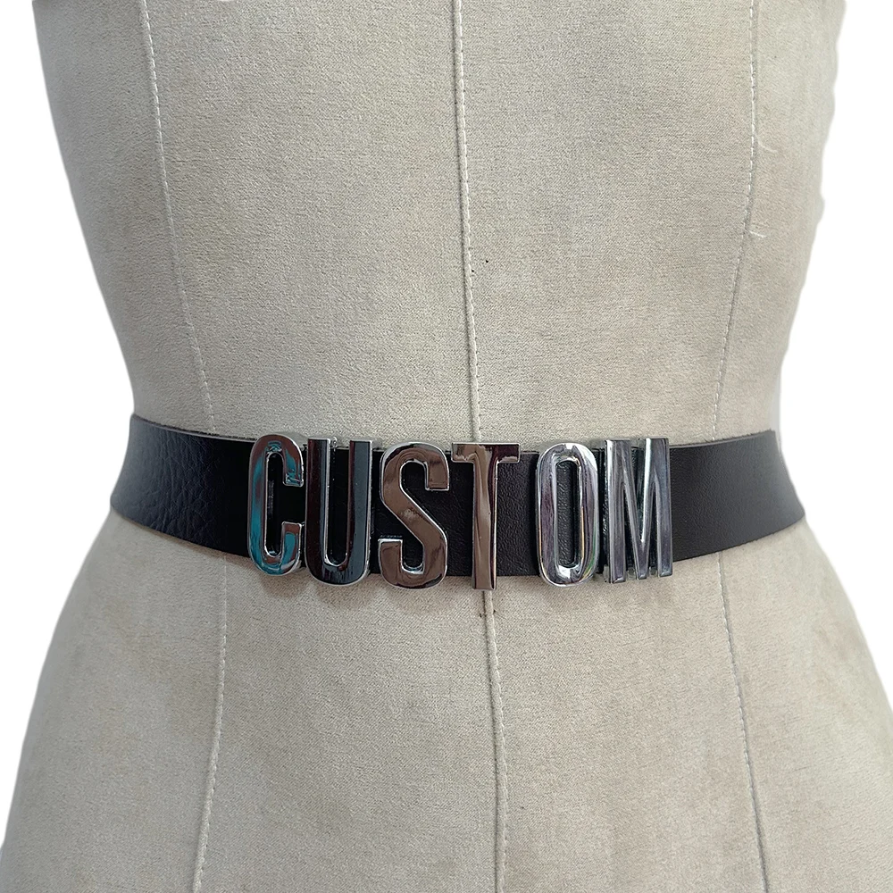 PU Leather Customized Letters Belt Punk Sexy Men Women Unisex Personalized Name Word Waist Belt Cosplay Accessory