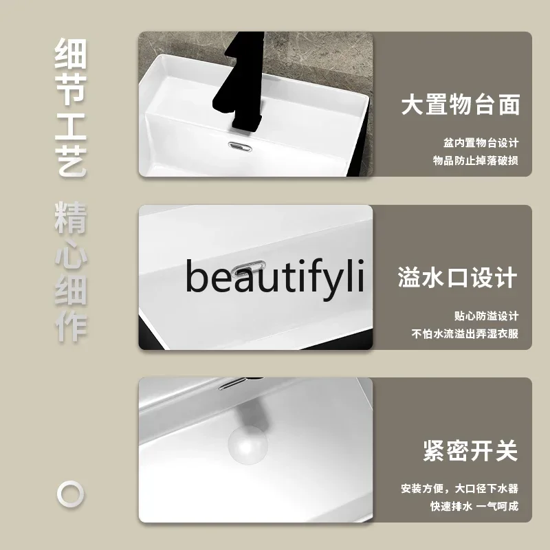 ss K178 ss25 حوض غسيل منزلي مثبت على الحائط حوض غسيل متكامل مثبت على الحائط حوض غسيل سيراميك شرفة معلقة #4