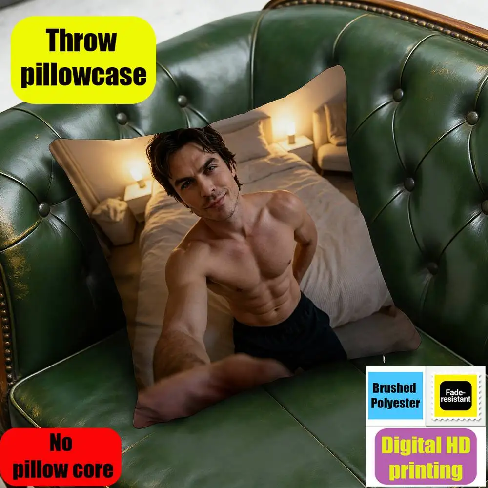 30cm 40cm Car Custom Square Pillowcase Pad Cushion Cover For Ian Somerhalder Damon Salvatore Throw Pillow Case