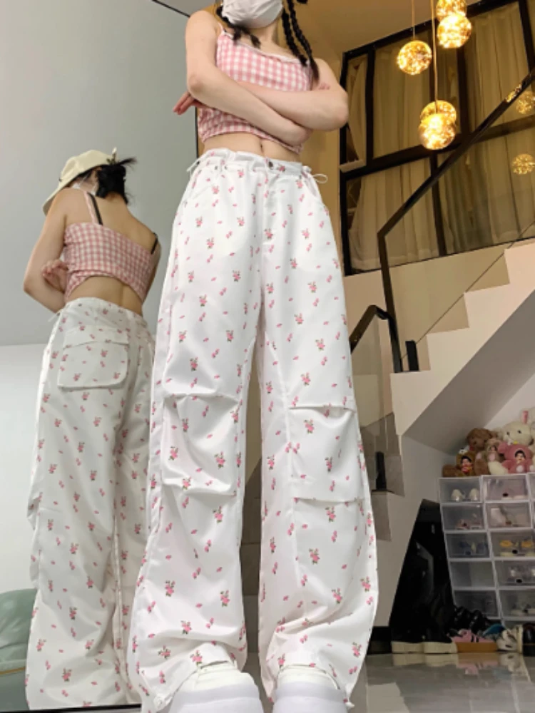 Pants for Women Holiday Floral Highstreet Simple Ankle-length All-match Korean Style Harajuku Trousers Slouchy Daily Summer Y2k