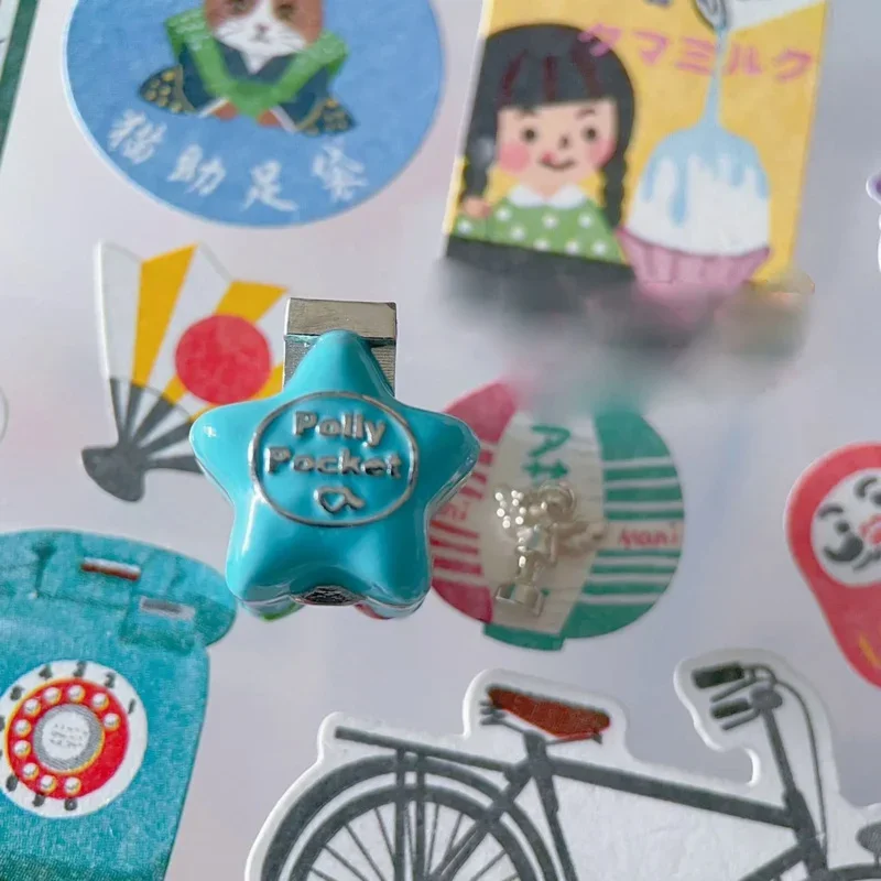 Pré-venda 925 prata esterlina estrela azul Polly Pocket charme talão com mini boneca para pulseira Pandora coleção de jóias europeias M1