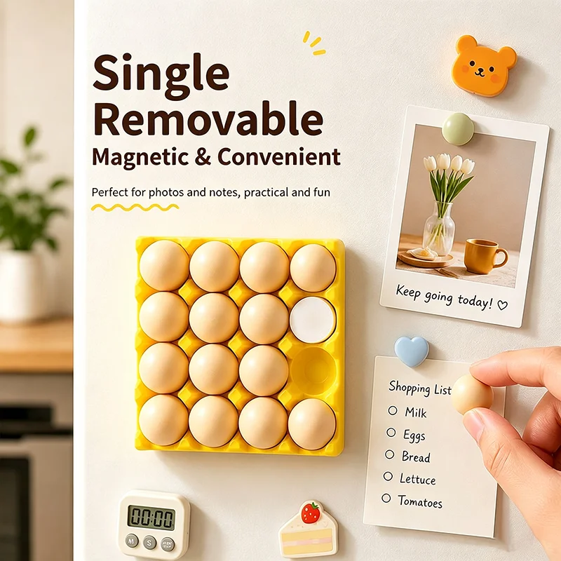 Magnetic Egg Tray Fridge Magnet Reusable Egg Shape Photo Holder Magnet Creative Design Egg Refrigerator Magnets Office Board