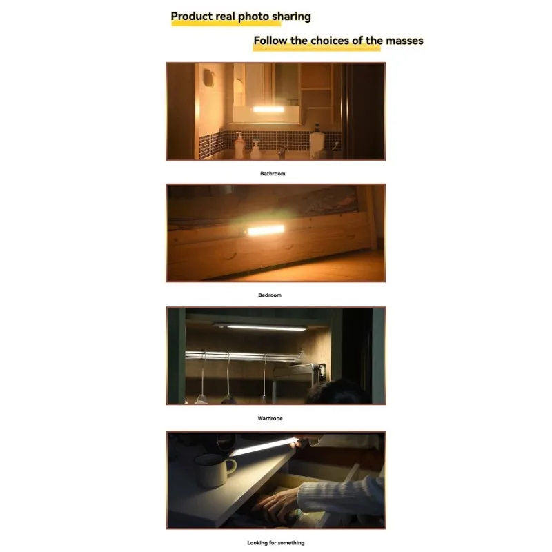 ABUP-Smart LED Motion Sensor Light-3 Color Night Light With Human Body Detection 2200MA 30CM For Bedroom, Cabinet Outdoor