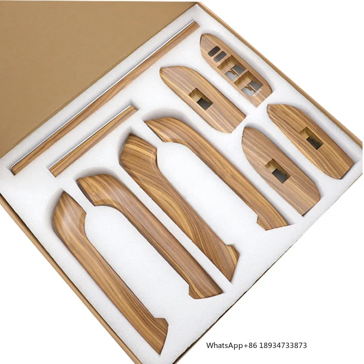 YBJ Car Accessories Interior Wooden Trim 10pcs Mahogany Peach Wood Window Switch Button Trim for 2018-2021 Prado LC150 Panel Kit