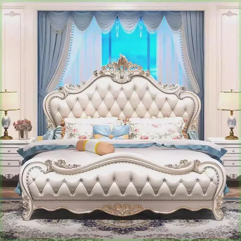 

Кожаная кровать-платформа Princess для сна, европейский дизайн, для спальни, двуспальная, королевская, для девочек, мебель для отелей