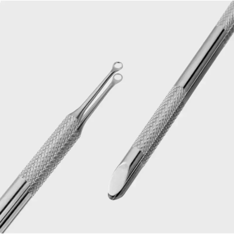 1/2 piezas de palitos de manicura de acero inoxidable de doble punta, lima biselada, cabeza redonda biselada, empujador de cutículas 6