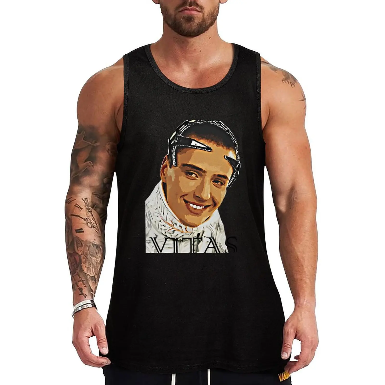 

Text Vitas Smile Russian Singer Meme Tank Top Men's summer vest Men's gym t-shirts
