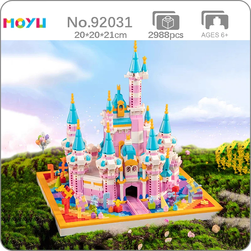 

Moyu 92031 World Architecture Rainbow Medieval Castle Palace Tower Mini Diamond Blocks Bricks Building Toy For Children No Box