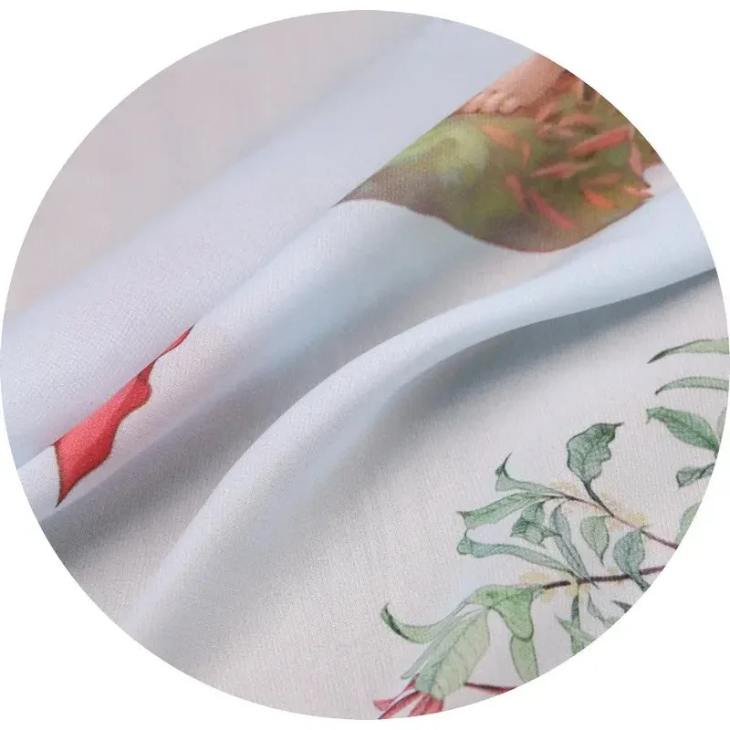 New Spring and Summer Cute Angel Print Chiffon Clothing Fabric Thin Drape Perspective Handmade DIY Dress Shirt Fabric