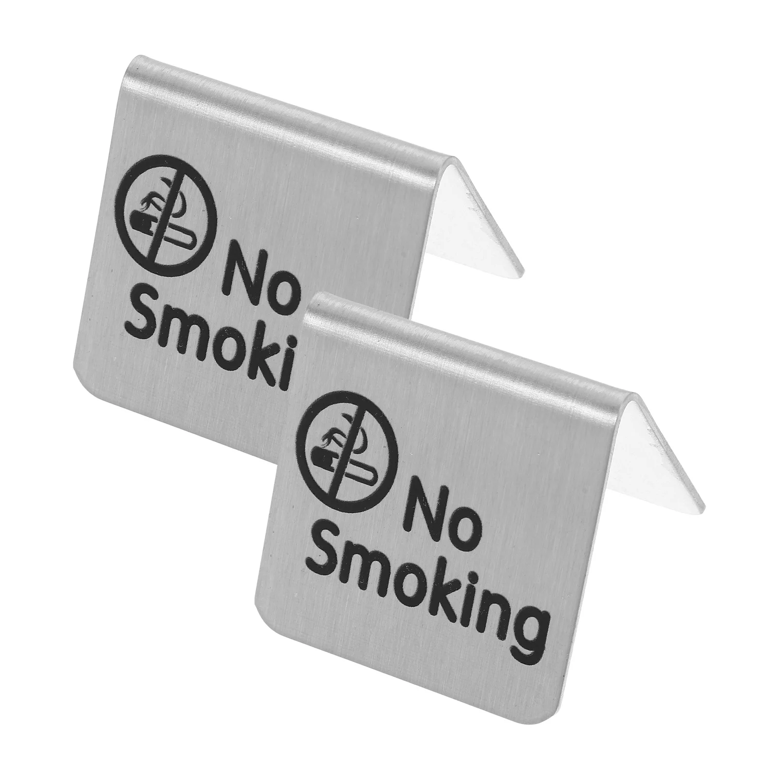 2Pcs Stainless Steel No Smoking Reserved Table Signs Double Side Cafe Restaurant Office Hotel Desk Tent Non Smoking Indicator